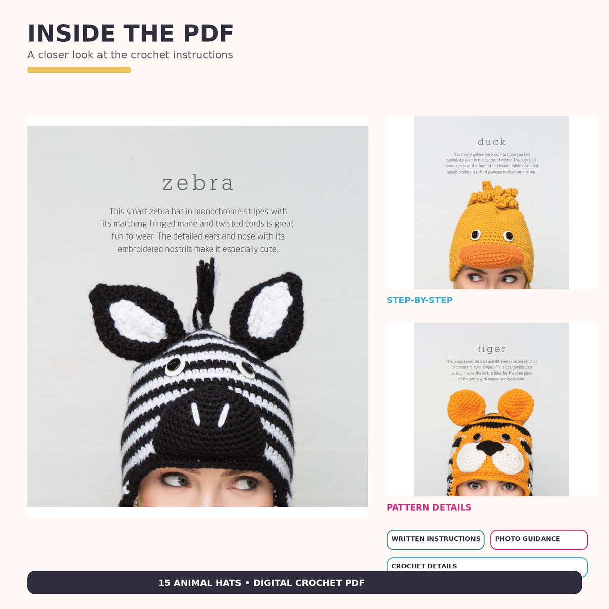 🧶 15 Adorable Animal Hats – Crochet Pattern Bundle