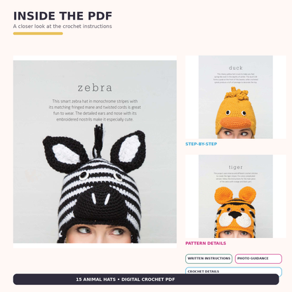 🧶 15 Adorable Animal Hats – Crochet Pattern Bundle