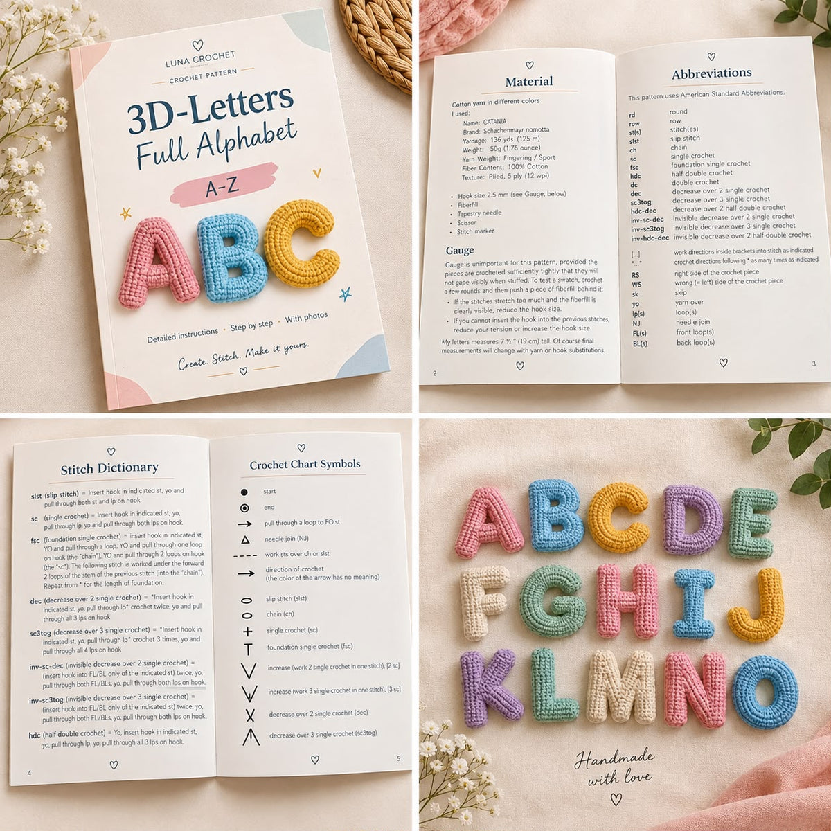 Crochet Alphabet A–Z Pattern – PDF