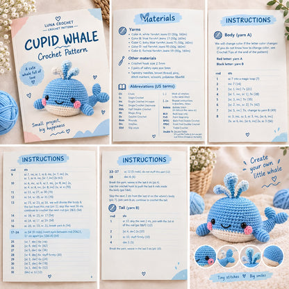 Cupid Whale Crochet Pattern – PDF 🐋