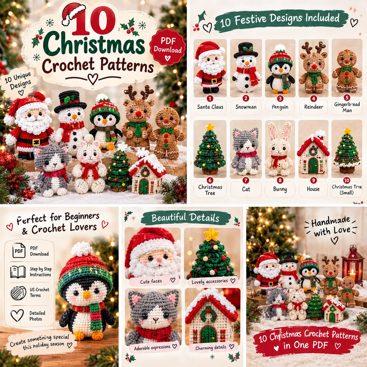 10 Christmas Crochet Patterns – PDF Bundle 🎄🧶